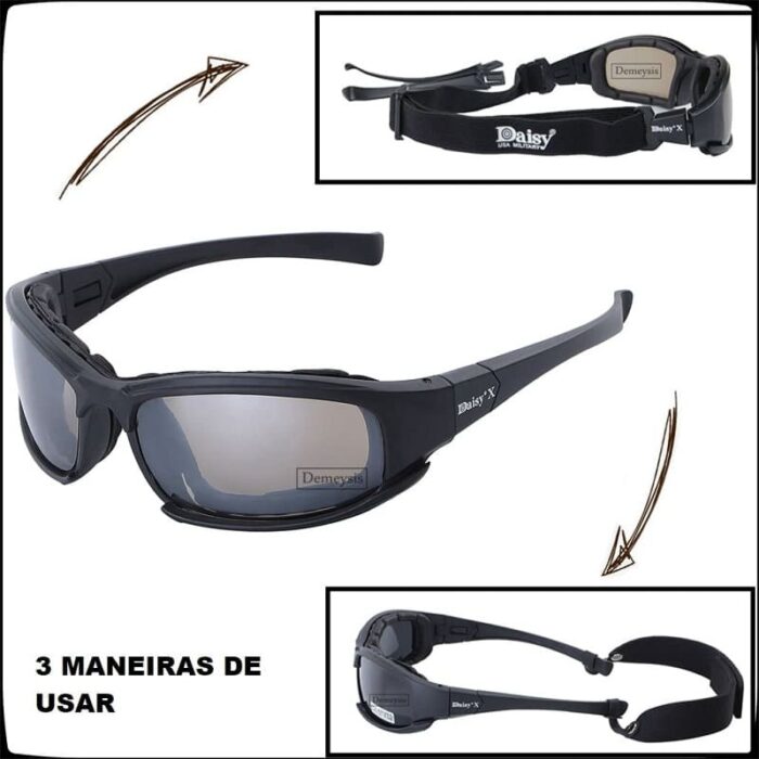 oculos militar tatico polarizado 3 lentes uv400 daisy x7