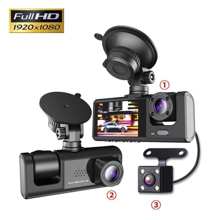 camera de seguranca veicular 3 em 1 dianteira e traseira 1080p hd 64gb dashvision soutipoa